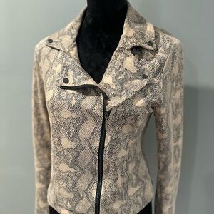 LYSSE cream jacket with gunmetal hardware in snake print!